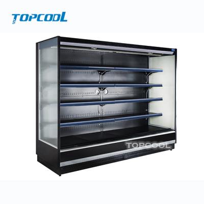 China Single-temperature open display cooler refrigerator, multideck supermarket showcase with CE for fruit vegetable for sale