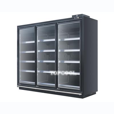 China Single-Temperature Supermarket Gather Beef Ice Cream Display 3 Glass Door Upright Freezer -18 Degree for sale