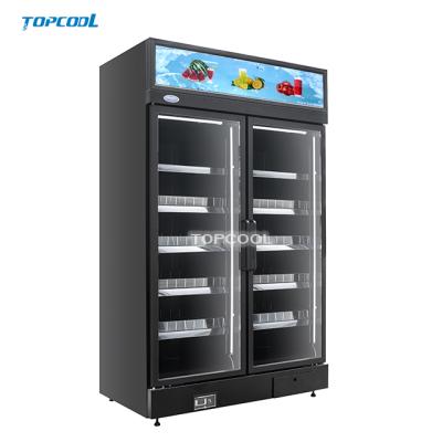 China TOPCOOL Beverage Glass Cabinets Single-Temperature Brand Supermarket Door Fridge Commercial Beer Cooler Straight Used Display Fridge for sale