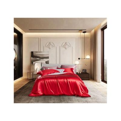 China PORTABLE Chinese Simple Monochrome Red 100% Silk 100% Silk Premium Bedding Sets Widely Used for sale