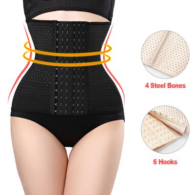 China Dropshipping XS 6 Row Fajas Breathable Hook 4 Steel Bone Shaper Plus Invisible Waist Trainer Corset Elastic Belly Wrap Waist Trainer for sale