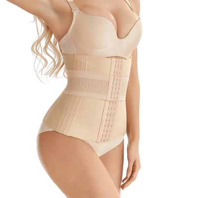 China Cheap Price 2021 Women Waste Trainer Single Belt One Strap Waist Trainer Breathable Nylon Faja Corset Hook Invisible Elastic Steel Bones for sale