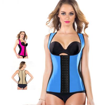 China Women Fashion Blue Antibacterial Crochet Bone Corset Latex Waist Trainer Vest Waist Trainer Fajas Underbust Sheath Cinta Modeladora for sale