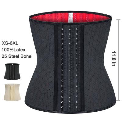 China Custom Made Antibacterial Red Steel Bone Antibacterial Shaper Girdle 25 Women Fajas Body Trimmer Belt Corset Breathable Latex Waist Trainer With Hook for sale