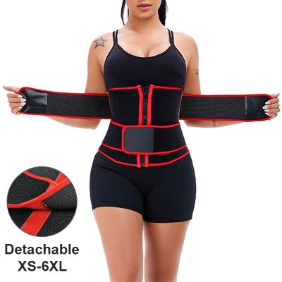 China Burn Fat Wechery Best Plus Size Zipper XS 6X Sweat Detachable Waist Trainer Neoprene Women Double Waist Trainer Fajas Sweat Belt Strap for sale