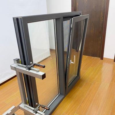 China Black Double Tempered Glasses Tilt And Turn Casement Windows Fiberglass Flyscreen Tilt Sash Window for sale