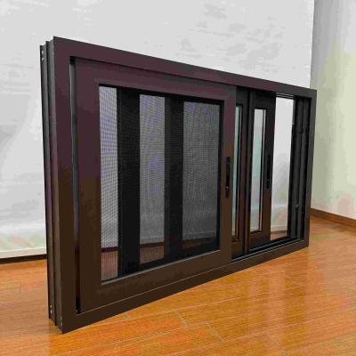 China Customized Double Glazed Heat Insulation Aluminum Sliding Windows With Lockable Insect Screen for sale