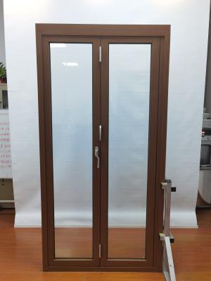 China Adjustable Aluminum Folding Doors Brown Custom Size Internal Aluminium Glass Bifold Doors for sale