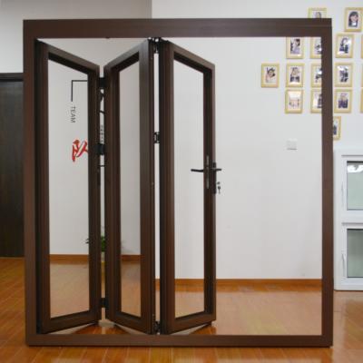 China Black Aluminum Folding Doors Low E Glass Waterproof Bifold Doors Black Aluminium for sale