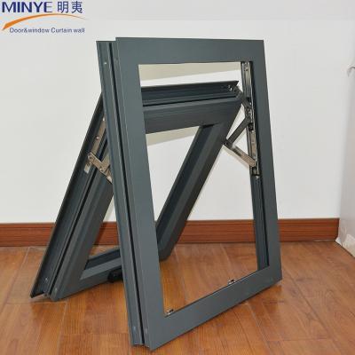 China Gray Black Aluminum Double Glazed Windows Multi Locking Aluminum Awning Windows for sale