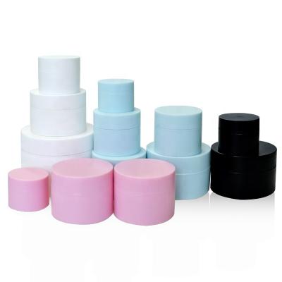 China 5g 10g 15g 30g 50g 80g pp cosmetic empty blue black pink white cosmetic container plastic cream jar for sale