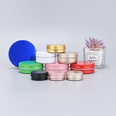 China Food In Stock Empty Silver Cosmetic Metal Tin Can Lip Balm Container Aluminum Jar 5g 10g 15g 20g 30g 50g 60g With Screw Lid for sale