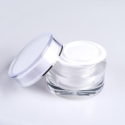 China Round Shape Double Wall Acrylic Luxury Cosmetic Skin Care Cream Cosmetic Jar 5g 10g 15g 20g 30g 50g With PP Screw Lid for sale