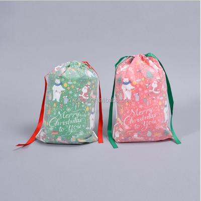 China Clean Recyclable Waterproof Custom Logo Printed PE Two Layer Plastic Drawstring Take Away Bag for sale