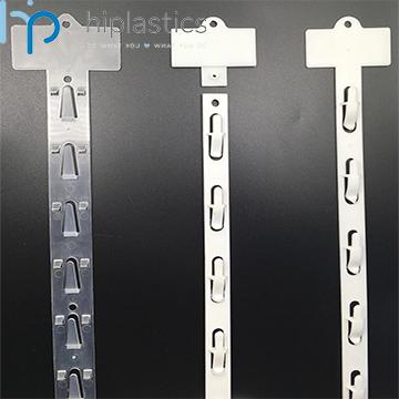 China Hiplastics Selling Clip Plastic Hanging Strip With S Hooks Foldable Display For Rack Custom for sale