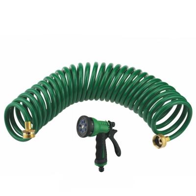 China EVA Adjustable Garden Coil Hose Spring Watering Hose Set with Spray Gun and 3/4