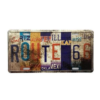 China High Quality Cheap Aluminum Frame Permit Plate Car Vintage Metal USA Route 66 Decorative Custom Signs For Wall for sale