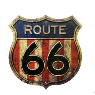 China wholesale Environmental Heat-Protection UV-Protection Embossed Custom Metal Beer Decor Route 66 Souvenirs Bar Tin Plates Retro Metal Sign Rustic Sign Decor Metal believed for sale