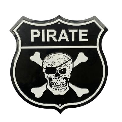 China America Factory Price Metal Opens Customized Retro Metal Tin Sign Signs With Pirate Flag Pirate Skull Bar Decoration for sale