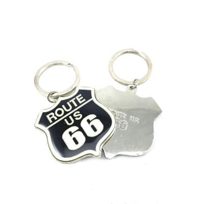 China 2021 America New Arrival Factory Direct Custom Metal Key Chains Zinc Key Chain Custom Route 66 for sale