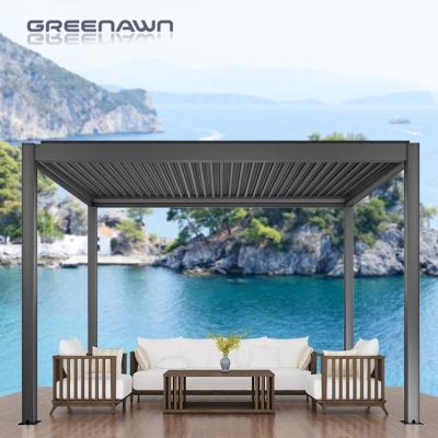 China Europe Outdoor Waterproof Motorized Gazebo Pergola With Curtains Blinds for sale