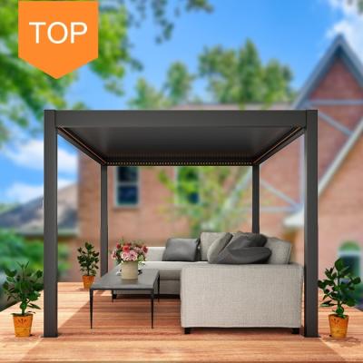 China odern easily assembled outdoor garden motorized large waterproof aluminum pergola gazebo with side screen for sale