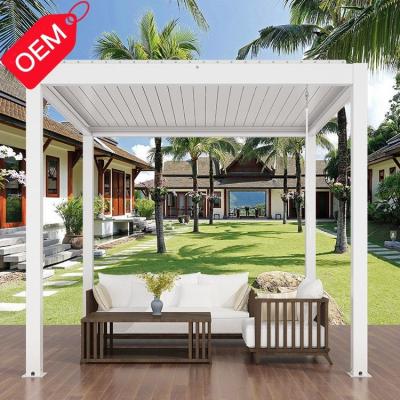 China Easily Assembled Powder Coated Side Sun Screen Electric Louvered Roof Gazebo Pergola System for sale