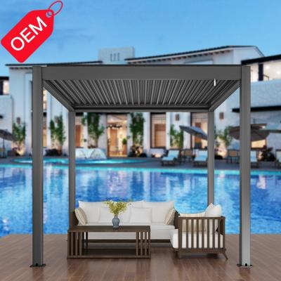 China Easily Assembled For Amazon Waterproof Aluminum Pergola Manual Gazebo Canopy Roof for sale