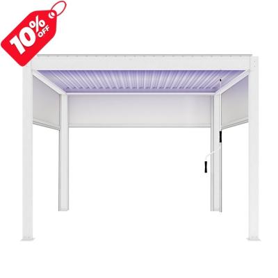 China Easily Assembled For Supermarket 3x3m OEM Manual Waterproof Aluminum Gazebo Canopy Roof Pergola With LED Lights for sale