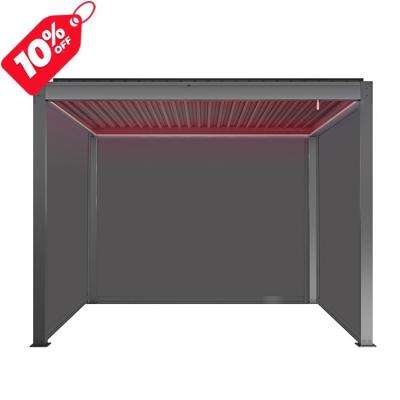 China Easily Assembled For Commercial Companies 3x3m Aluminum Manual Pergola Louvre System With Screen for sale