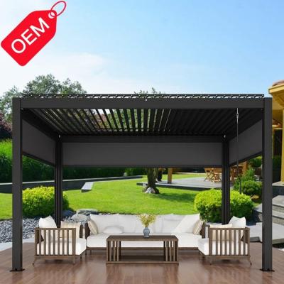 China Easily Assembled For E-commerce 2022 Motorized Metal Gazebo Arches Pergola Cover With Led Strip Light for sale