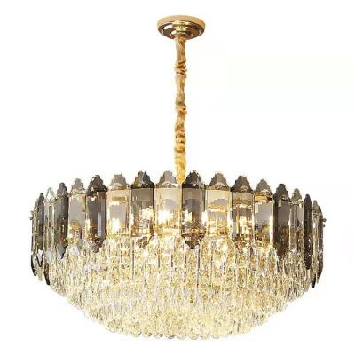 China Post-modern New Design Luxury Led Crystal Chandelier Gold Pendant Light Indoor Lighting Home Decoration for sale