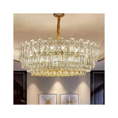 China Simple And Modern Hot Sale Low Price Led Luxury High End Hotel Pendant Lighting Plaid Crystal Chandelier Electroplating Lamps for sale