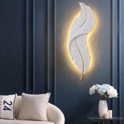 China Resin Modern Light Luxury Modern Decorative Feather Design Bedroom Hotel 24W LED Indoor Wall Lamp for sale