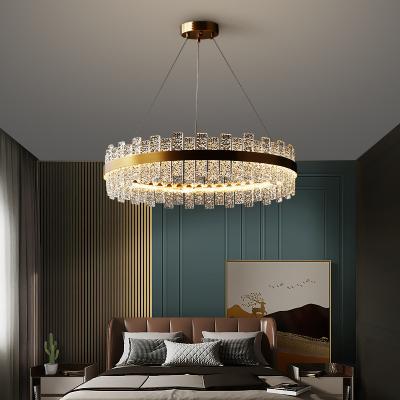 China Modern Luxury Corrugated Round Dining Room Designer Bedroom Designer Personality Copper Chandelier Living Room Crystal Lamp for sale