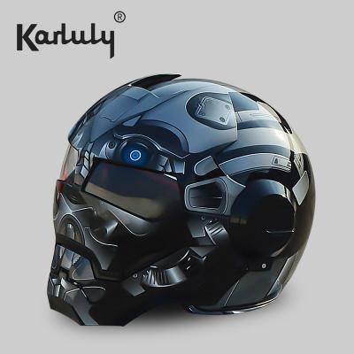 China Protect Head Cosplay Atomic-Man Iron Man Safe Helmet Removable Mask Motorcycle Helmet Can Be Converted To Retro Half Helmet for sale