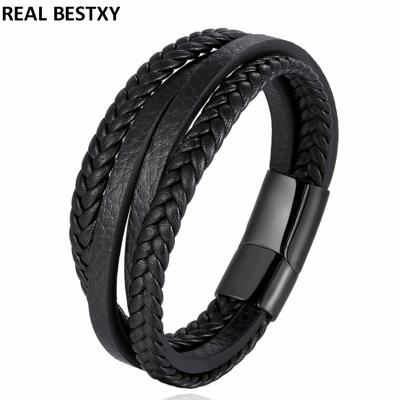 China Wholesale Custom Engravable Custom Logo Men's Casual/Sporty Cuff Hand Leather Bracelet for sale