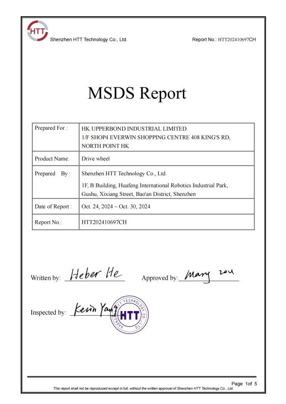 MSDS - HK UPPERBOND INDUSTRIAL LIMITED