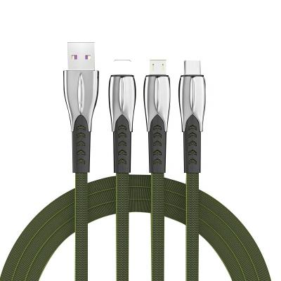 China High Speed ​​Data Denim Data Line Zinc Alloy 3 Fast In 1 Charging Cable For Type-C Usb One T Mobile Phone Android IP Move for sale