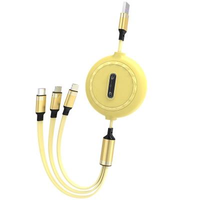 China High Speed ​​Data Transfer 1.2M Multicolor One Hoop Three USB Data Cable Telescopic Data Cables For All Mobiles for sale