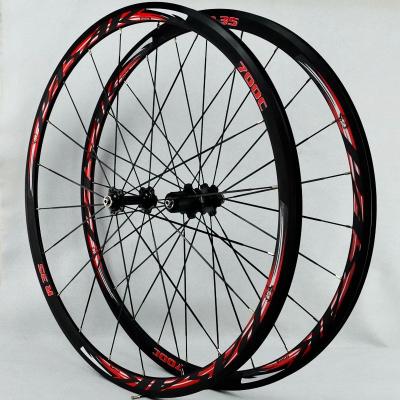 China Road Bikes 700C Alloy Wheels Road Bicycle Cosmic Bike Wheel V Brake Wheelset Aluminum Bicycle Wheels Rims Sealed Bearing Flat Spokes 12sp for sale