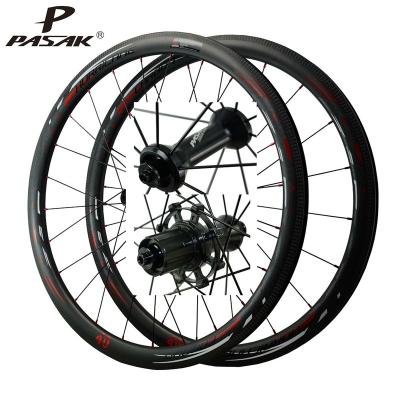 China Road Bikes 700C Fiber Wheels Road Bike Bicycle Wheel Light Carbon Road Wheelset V/C Brakes 40 Anvil Carbon TubelessRim Direct-Pull F/V for sale