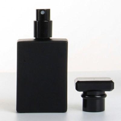 China Cosmetic 30ml 50ml Fancy Clear/black Square Black Refillable Glass Perfume Bottle for sale