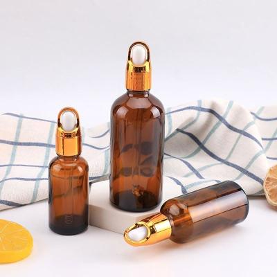 China Cosmetic Glass Bottle Tincture Bottles 30ml 10ml 15ml Amber Empty Glass Dropper Essential Oil Bottle for sale