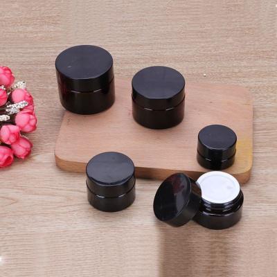 China Cosmetic 100g Cosmetic Cream Amber Pet Jar With Inner And Aluminum Cap For Skin Care Products for sale