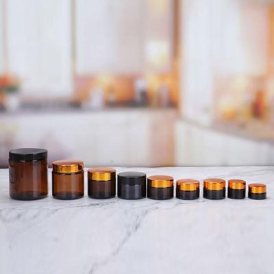 China Cosmetic Empty Skincare Packaging Amber Glass Plastic Cosmetic Cream Jar 30ML 50ML 80ML 100ML 120ML 150ML 200ML 250ML for sale