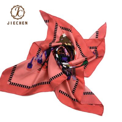 China Newest Silk Square Wholesale Suzhou No MOQ Private Custom Printed 18MM Women Twill 100% Silk Scarf for sale