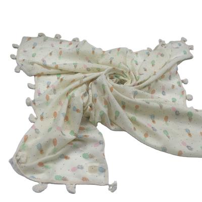 China European American Square 100% Cotton Ladies Single Pleat Voile Scarf for sale