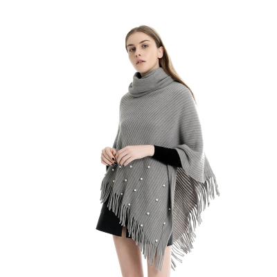 China Fashion Woman Apparel Acrylic Winter Knitted Patterns Crochet Handmade Sweater Poncho for sale