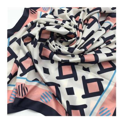 China Woven 100 Polyester Polyester Square Black Crumple Scarves With Silk Feeling for sale